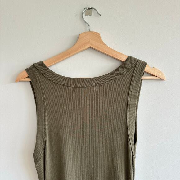 Michael Stars Wren Ruched Side Bodycon Ribbed Dress Topiary Green M - Picture 10 of 10